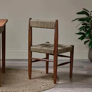 Nkuku Raunak Washed Walnut Acacia Woven Dining Chair